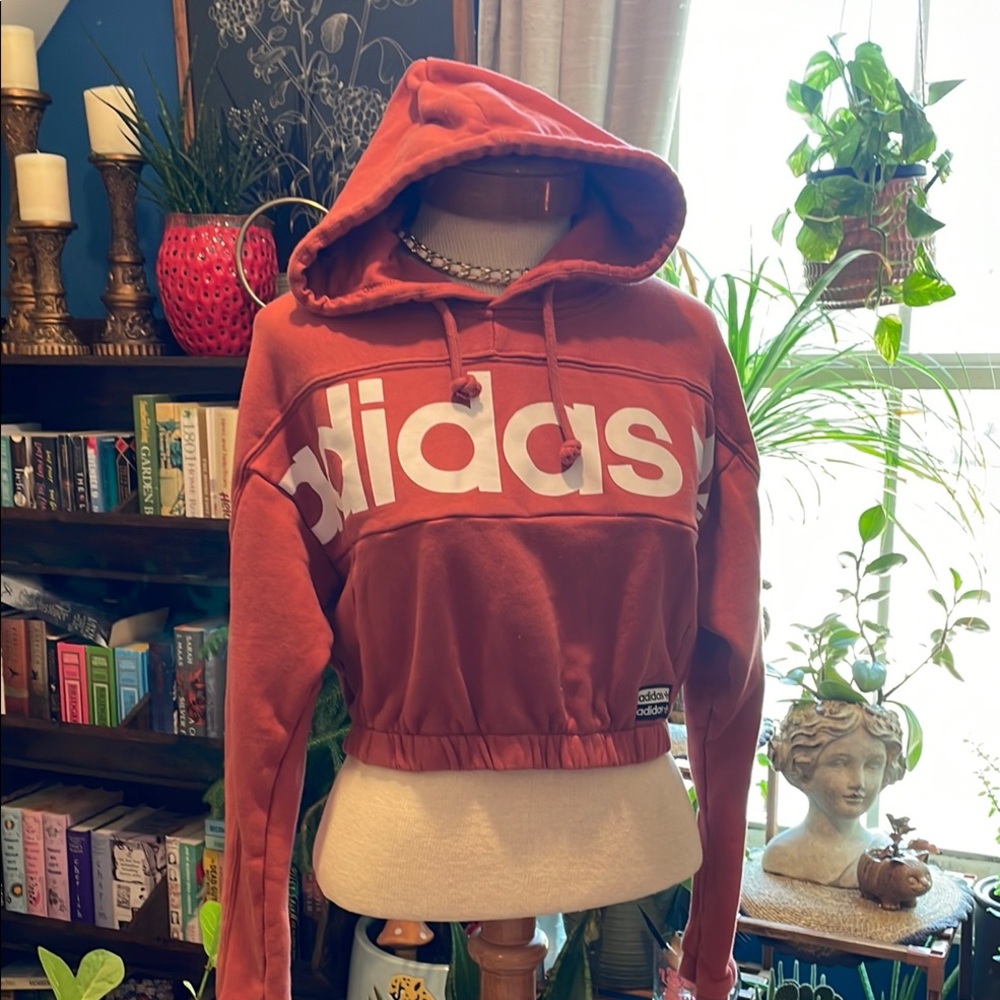 Adidas burnt orange Cropped Hoodie